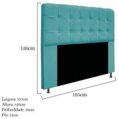 Imagem de Cabeceira Estofada Mel 195cm King Size Suede  Turquesa