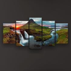 Imagem de Quadro Decorativo Paisagem Da Islândia 5 Peças 129x61cm