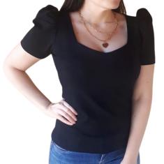Imagem de Blusa Manga Bufante Decote Princesa em Algodão