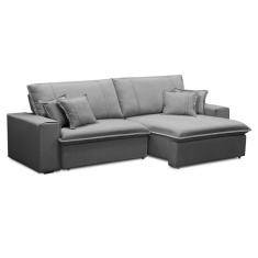 Imagem de Sofá 3 Lugares Retrátil e Reclinável Sarov Veludo Cinza