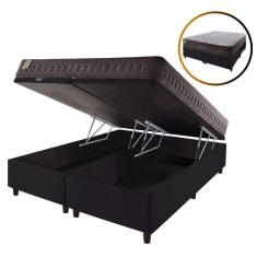 Imagem de Cama Box King Baú Preto + Colchão Molas Orlando 193cm