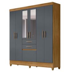Imagem de Guarda Roupa 7 Portas com Espelho New Mafra Freijó Cinza 897031 Moval