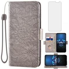 Imagem de Compatível com Asus ROG Phone 5/5 Pro/5s/5s Pro/5 Ultimate Capa carteira protetora de tela de vidro temperado, suporte para cartão, capa flip magnética de couro para ROG Phone5 Phone5s feminino