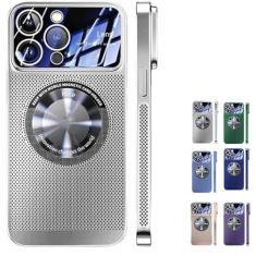 Imagem de Capa de telefone com resfriamento de janela grande galvanizada, para 15 capas de resfriamento magnético /1026 (Color : Silver, Size : For iPhone14PROMAX)