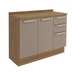 Imagem de Balcão de Cozinha com Tampo Botanic 2 PT 3 GV Fendi e Nogueira - Kappe