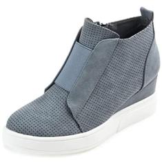 Imagem de Journee Collection Womens Clara Comfort Wedge Heel Sneakers with Round-Toe and Perforated Details, Blue, 9