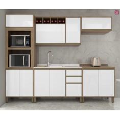 Imagem de Cozinha Completa Yara Vanilla e Branco Laca - Armário Linha Self Lucia