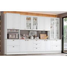 Imagem de Kit de Cozinha Completa 8 Peças Americana (2Aéreos+2Balcões+2Paneleiros+2Complementos) C5P48 Branco - Henn