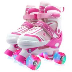 Imagem de WELLWON Patins infantis para meninos e meninas, patins ajustáveis de 4 tamanhos com rodas iluminadas, tênis de patins para crianças de 5 a 8 anos, esportes internos e externos