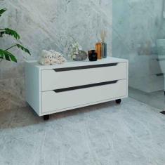 Imagem de Balcão Gabinete de Banheiro com 2 Gavetas e Rodízios 80cm BN3643 Tecno