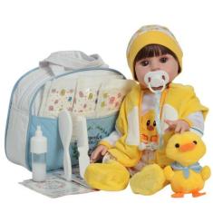 Imagem de Boneco Reborn Masculino Enxoval Patinho Completo 17 Itens - Cegonha Re