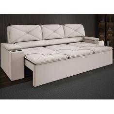 Imagem de Sofá com Porta Copos Retrátil e Reclinável Pop 2,05m Velosuede Areia -