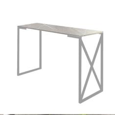 Imagem de Mesa Escrivaninha 90cm Bex Home Office Industrial Consultório Ferro Cinza MDF Marmorizado Cinza - Ahz Móveis