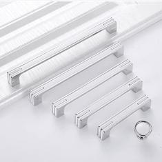 Imagem de Guolich 2 peças centrais de furo 5,03 polegadas (128 mm) puxador de gaveta de cozinha puxador de armário de porta puxador de liga de zinco moderno ferragens de latão escovado para guarda-roupa armário