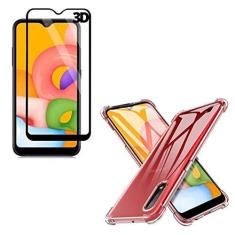 Imagem de Capa Anti Quedas Bordas Reforçadas Galaxy A01 + Película Vidro 3D + Kit Aplicação