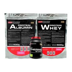 Imagem de Kit Albumina 500G + Whey Protein 500G + Thermo Start 120G Limão - Body