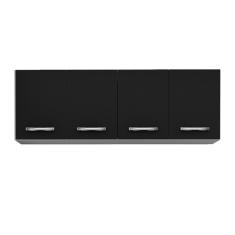 Imagem de Armário Aéreo Panamá 04 Portas 160cm Branco/Preto - Lumil Móveis