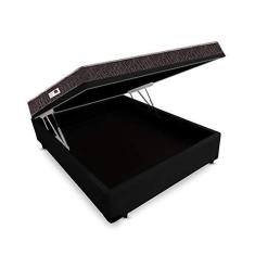 Imagem de Cama Box Baú Casal Colchão Top Line Mola Bonnel + Box Baú Suede Preto Serra Negra 62x138x188