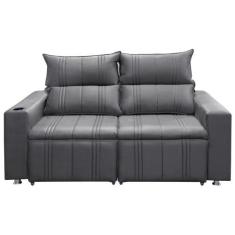 Imagem de Sófa Retrátil E Reclinável 2 Lugares Madri 1,60cm C/Molas Veludo Cinza