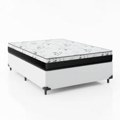 Imagem de Cama Box Viúva 128 Sintético Branco com Colchão Espuma D33 One Face - Bello Box - 58X128X188