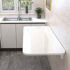 Imagem de Mesa Montada En La Pared,Banco De Trabajo Plegable,Escritorio,Ajustable,Ahorro De Espacio,Carga Máxima: 50kg/110lb,Blanco (100 * 50cm/39 * 20in) (60 * 30cm/24 * 12in)