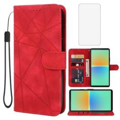 Imagem de Wanyuexes Capa para Xperia 10 IV 5G, capa carteira Sony 10 IV XQ-CC54 com protetor de tela de vidro temperado, sensação de pele PU flip suporte suporte para cartão de crédito capa de telefone para