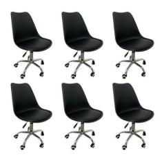 Imagem de Kit 6 Cadeiras para Escritório Secretária Decorativa Eames Chicago Preto