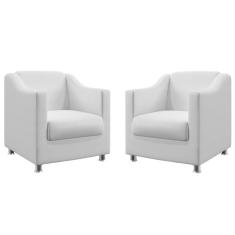 Imagem de Kit 2 Poltronas Decorativa Estofada Alya Couro Artificial  Aradecor