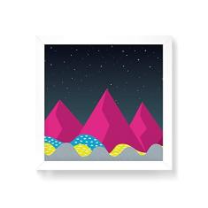 Imagem de Arte Maníacos Quadro Decorativo Montanhas Geométricas Magenta - 30x30cm (Moldura em laca )