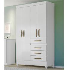 Imagem de Guarda Roupa Solteiro 4 Portas 4 Gavetas Branco