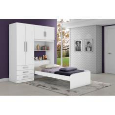 Imagem de Guarda Roupa com Cama Solteiro Cancun Branco/Lilas - J&A Moveis