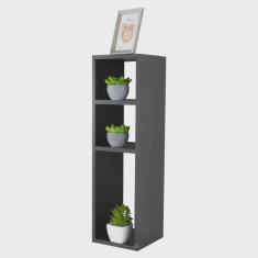 Imagem de Mesa de Cabeceira com Nichos Preto Cama Solteiro Quarto Sala 70cm