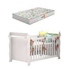 Imagem de Berço Americano Lara Branco Brilho Com Colchão Gazin - Carolina