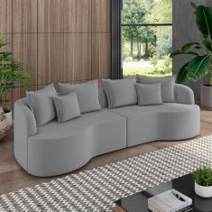 Imagem de Sofá Living Decorativo Salinas 2 Lugares com Almofadas 210cm Modulado Veludo Cinza G33 - Gran Belo