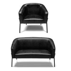 Imagem de Sofá Namoradeira E Poltrona Pé De Ferro Preto Stella Corano D03 - D'ro