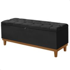 Imagem de Recamier Baú Dubai Veludo Preto Queen 1,50m Estofado Base Madeira - Ar