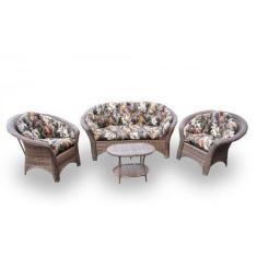 Imagem de Conjunto Madagascar - 1 Sofá + 2 Poltronas + Mesa Oval - Rivieira Marr