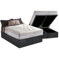Imagem de Conjunto Box Baú Queen: Colchão Molas Herval Maxspring American + Base CRC Suede Gray(158x198)