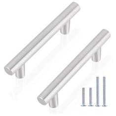 Imagem de Gobrico - Puxador de armário de níquel acetinado para móveis, gavetas, armários, aparadores, barra em T, 10 unidades