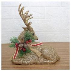 Imagem de Boneco Natal Rena Natalina Glitter Dourado 21cm