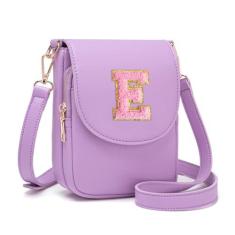Imagem de Viverte Bolsa transversal para meninas adolescentes, pequena, inicial, celular, bolsa de couro com compartimento triplo, Lavanda