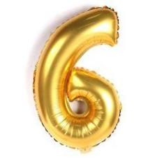 Imagem de Balão Metalizado Numero 6 Dourado 70cm