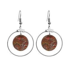 Imagem de Brincos de peixe abstrato colorido com padrão decorativo, argola pendurada, joia circular