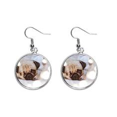 Imagem de Bulldog Pet Animal Lonely Picture Ear Pendente Silver Drop Brinco Joia Feminina