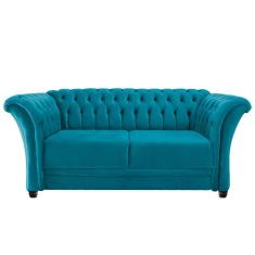 Imagem de Namoradeira Chesterfield Sofia Suede Azul Turquesa