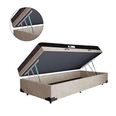 Imagem de Cama Box Baú Solteiro Colchão Espuma D33 + Box Suede Bege Serra Negra 56x88x188