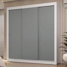 Imagem de Guarda-roupa Casal 3 Portas de Correr Branco/cinza Sublime Madesa