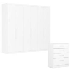 Imagem de Cômoda Astral e Guarda Roupa Casal Venice 62080 Branco Brilho - Demóbile