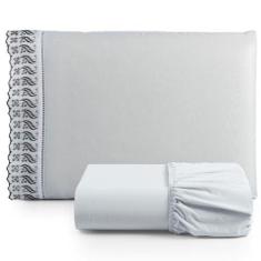 Imagem de Jogo De Lençol Lese Percal 180 Fios - Cinza - Casa Show Enxovais