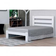 Imagem de Cama de Casal Londres de Madeira Maciça Angelim Pedra Tauari Branco